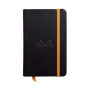 Rhodiarama carnet RR 9x14cm BLACK 192p ligné pap. ivoire 90g ferm. élast.
