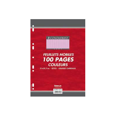 FEUILLES SIMPLES CONQUERANT 7 PERFOREES 210x297 FILM 100P 80G SEYES ROSE