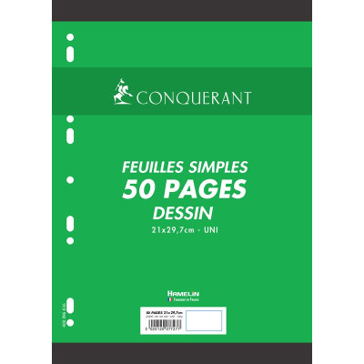 FEUILLES SIMPLES CONQUERANT 7 PERFOREES 210x297 FILM 50P 120G UNI DESSIN
