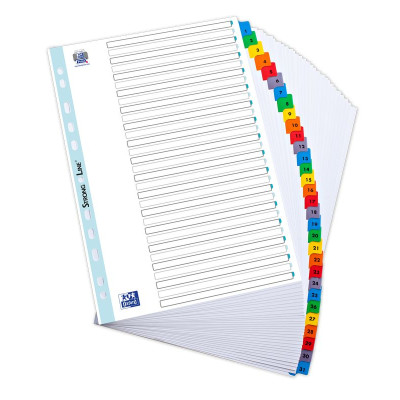 INTERCALAIRES NUMERIQUES A4 31 POSITIONS COLORE 170G ASSORTI