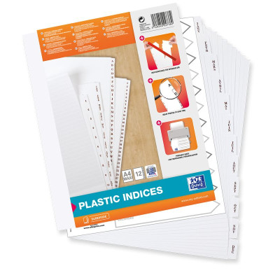INTERCALAIRES MENSUELS A4+ 12 POSITIONS PVC 19/100 BLANC