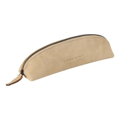Flying Spirit trousse cuir vieilli Beige Triangulaire 18x4x4cm
