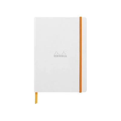 Rhodiarama carnet souple BLANC A5 160p ligné pap. ivoire 90g ferm. élast.