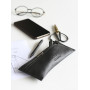 Rhodia ePURE BLACK trousse plate cuir véritable 22x8,5cm