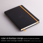 Rhodiarama carnet RR A5 BLACK 192p ligné pap. ivoire 90g ferm. élast.