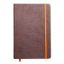 Rhodiarama carnet RR A5 CHOCOLAT 192p ligné pap. ivoire 90g ferm. élast.