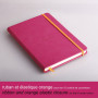 Rhodiarama carnet RR A5 FRAMBOISE 192p ligné pap. ivoire 90g ferm. élast.