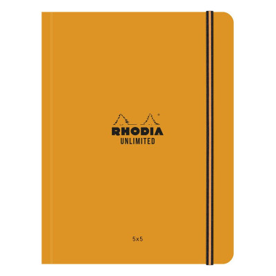 Rhodia Unlimited ORANGE A5+ 16x21cm 120p Q.5X5+C détachables mcrprf. +élastique