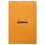 Bloc agrafé Rhodia ORANGE N°20 21x31,8cm ligné +marge 80f 80g perfo 4trous