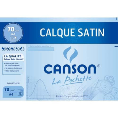 CANSON Pochette de 12 feuilles papier calque satin 90g 24x32cm C200002772