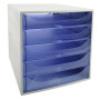 ECOBOX 5tiroirs Office gris/bleu transp.