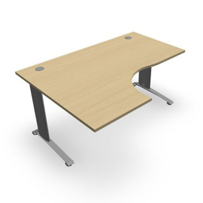 Bureau compact asymétrique 90° Twin Distal L. 160 x Rt 60 cm décor hêtre clair -