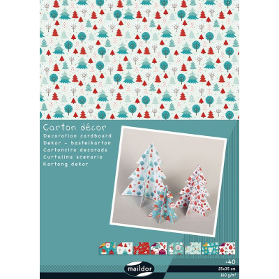 Paquet de 40F carton décor 25x35cm - Noel