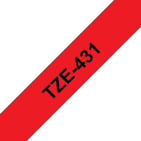 BROTHER TZE431 RUBAN LAMI 12MMX8M NR ROUGE TZE431