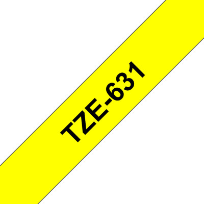 BROTHER TZE631 RUBAN LAMI 12MMX8M NOIR JAUNE TZE631