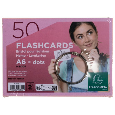 50 flashcards bristol A6 dots rose