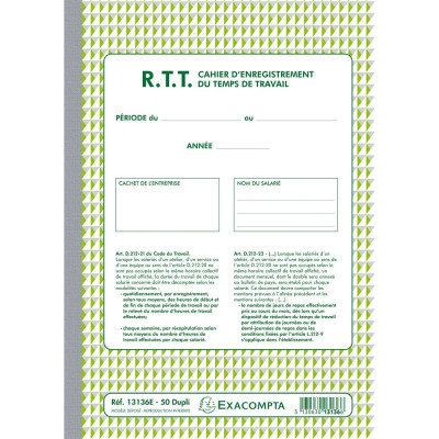 RTT ENREG.DU TEMPS DE TRAVAIL 50D A.