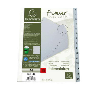 Intercal.impr.A4 Num.1-15 PP recycl gris