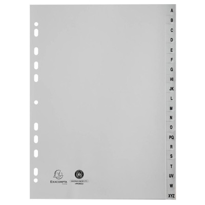 Intercalaires PP recycl gris A4 20p A-Z