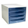 ECOBOX 4 tiroirs gris/bleu glacé transpa