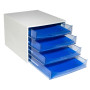 ECOBOX 4 tiroirs gris/bleu glacé transpa