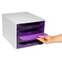 ECOBOX 4 tiroirs gris/violet transparent