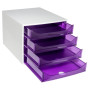 ECOBOX 4 tiroirs gris/violet transparent