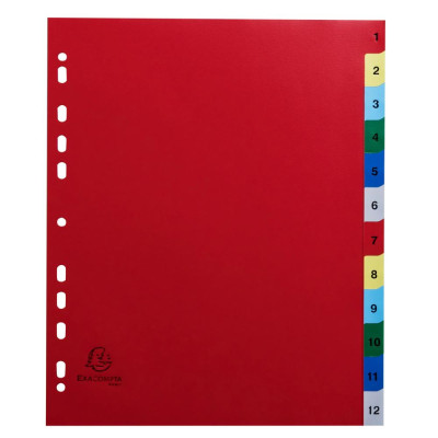 Intercalaires 1-12 A4+ PP onglets imprim