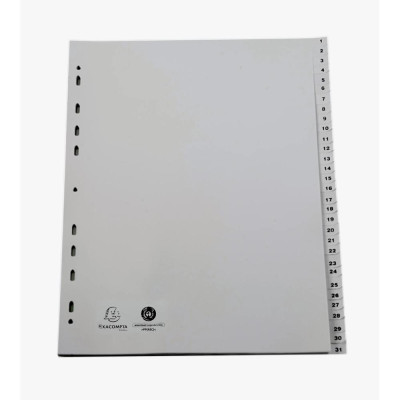 Intercalaires 1-31 A4+ PP gris ongl.imp.