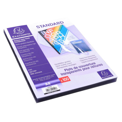 Bte 100 plats A4 PVC Cristal 20/100°