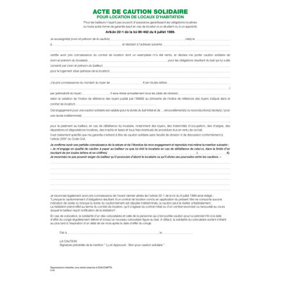 LIASSE ACTE CAUTION/HABITATION PRINCIP.