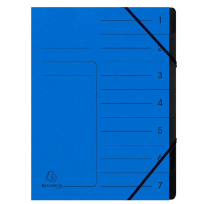 Trieur agrafé int. noir 7 comp. bleu