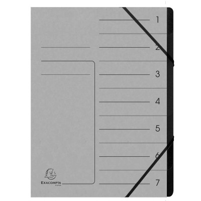 Trieur agrafé int. noir 7 comp. Gris
