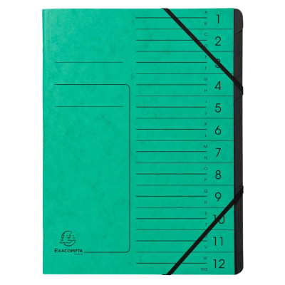 Trieur agrafé int. noir 12 comp. vert