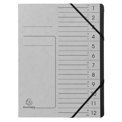 Trieur agrafé int. noir 12 comp. Gris