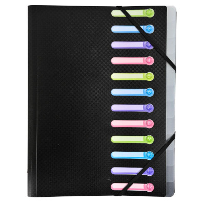 Trieur 12 comp 3 rabats PP Noir