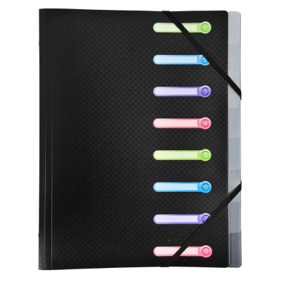 Trieur 8 comp 3 rabats PP Noir