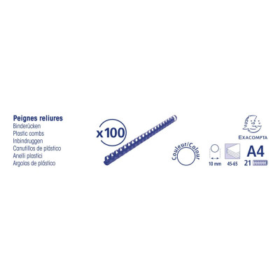 Boite 100 peignes plastique 10mm A4 noir