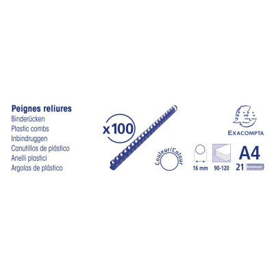 Boite 100 peignes plastique 16mm A4 noir