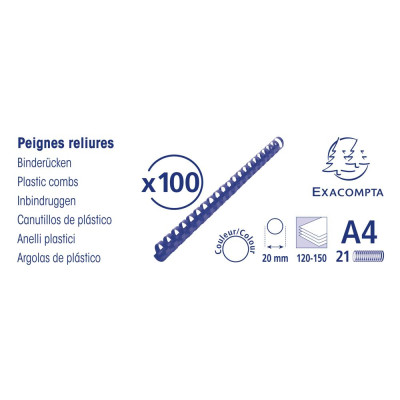 Boite 100 peignes plastique 20mm A4 noir