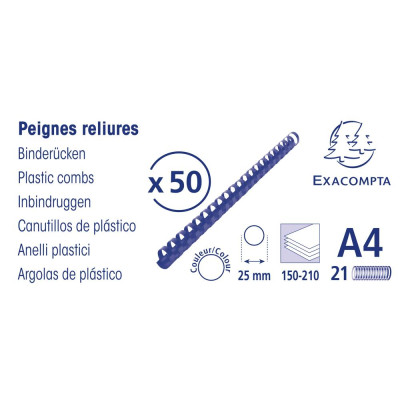 Boite 50 peignes plastique 25mm A4 noir