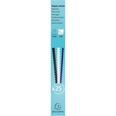 Boite 25 peignes plastique 6mm A4 noir