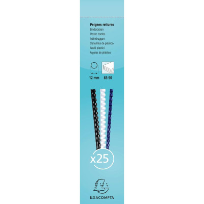 Boite 25 peignes plastique 12mm A4 noir