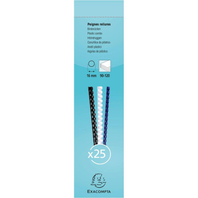 Bte 25 peignes plastique 16mm A4 blanc