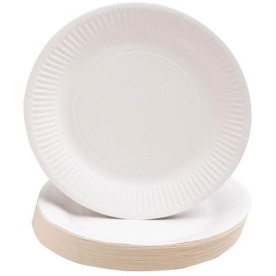 50 Assiettes, carton rond Ø 23 cm Blanc