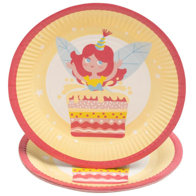 10 Assiettes, carton rond Ø23cm Fées