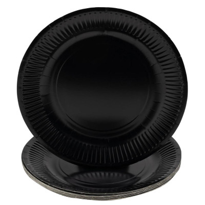 20 Assiettes, carton rond Ø 23 cm Noir