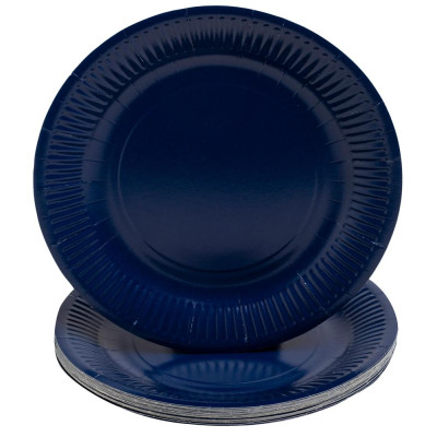 20 Assiettes, carton rond Ø 23 cm Marine
