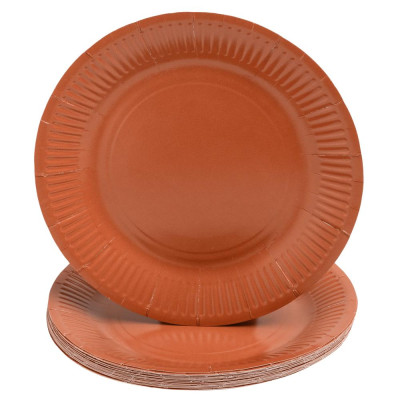 20Assiettes carton rond Ø23cm Terracotta