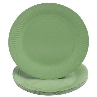 20 Assiettes, carton rond Ø 23 cm Vert O